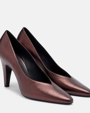 Alaïa Metallic Leather Court Shoes - Brown