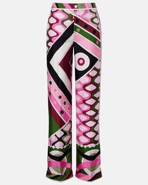 PUCCI Vivara High-Rise Silk Wide-Leg Trousers - Red