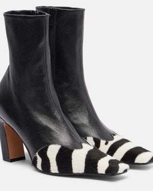 KHAITE Nevada 85 Calf Hair And Leather Ankle Boots - Black