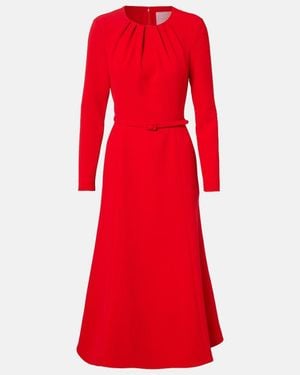 Carolina Herrera Belted Crepe Midi Dress - Red
