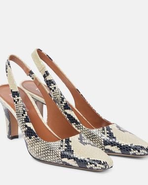 Paris Texas Belle 75 Snake-Effect Leather Slingback Pumps - Natural