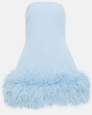Safiyaa Feather-trimmed Crepe Minidress - Blue