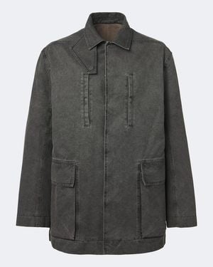 Rick Owens Collared Mac Coated Cotton Canvas Jacket - Grey