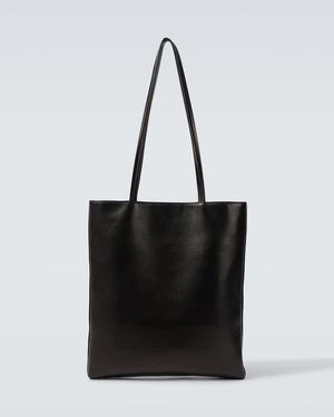 The Row Flat Leather Tote Bag - Black
