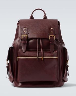 Brunello Cucinelli Mochila De Piel - Marrón