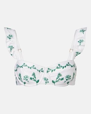 Agua Bendita Bedrucktes Bikini-Oberteil Kiwi - Blau