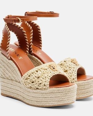 Versace Medusa Espadrille Wedge Sandals - Brown
