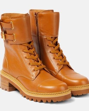 See By Chloé Mallory Leather Lace-Up Boots - Brown