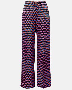 Dries Van Noten Polka-Dot Silk Wide-Leg Trousers - Red