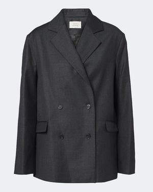 Loulou de Saison Donau Double-Breasted Virgin Wool Blazer - Black