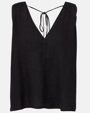 Velvet Renna Linen Top - Black