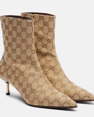 Gucci Bombshell 55 Gg Canvas Ankle Boots - Natural