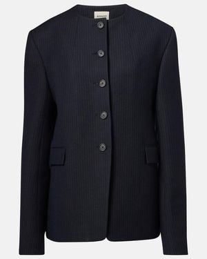 KHAITE Jameson Pinstripe Wool-Blend Jacket - Blue