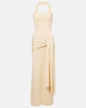 AYA MUSE Knitted Silk And Cotton Maxi Dress - Natural