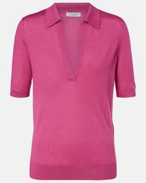 Gabriela Hearst Frank Cashmere And Silk Polo Shirt - Pink