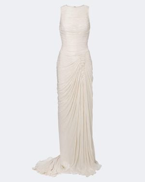 Marmar Halim Vestido De Fiesta De Saten Plisado - Blanco