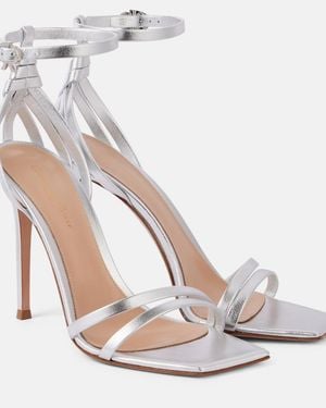 Gianvito Rossi 105 Metallic Leather Sandals - White