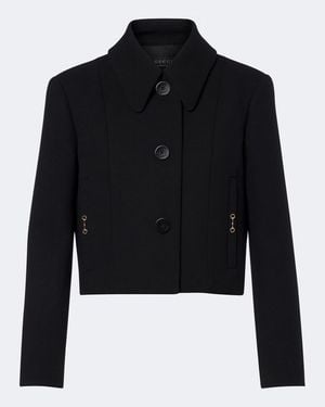 Gucci Cropped-Jacke Horsebit Aus Woll-Crepe - Blau