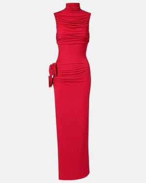 Magda Butrym Floral-Applique Draped Gown - Red