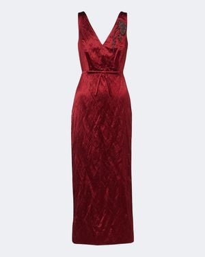 Erdem Embellished Satin Cocktail Dress - Red