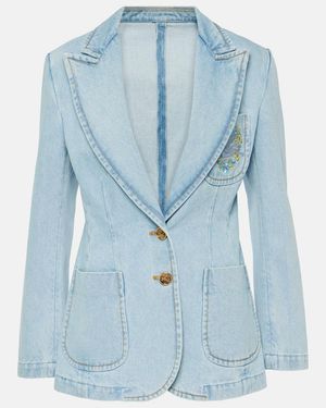Etro Embroidered Denim Blazer - Blue