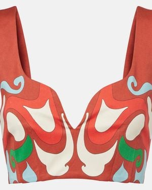 La DoubleJ Baia Printed Cotton-Blend Crop Top - Red