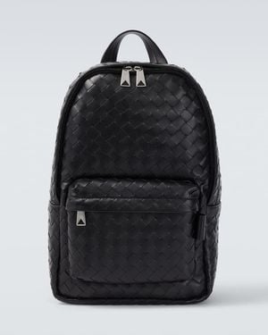 Bottega Veneta Intrecciato Small Leather Backpack - Black