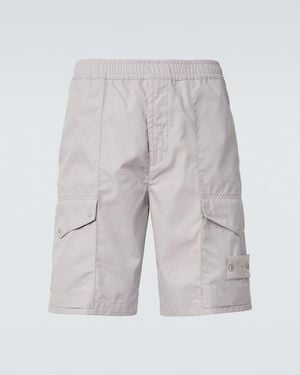 Stone Island Ghost Cotton Canvas Cargo Shorts - White
