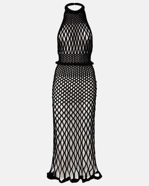 Givenchy Halterneck Open-Back Mesh Midi Dress - Black
