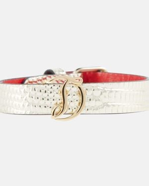 Christian Louboutin Pulsera Loubilink De Piel Efecto Lagarto - Blanco