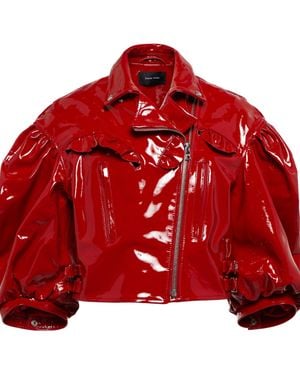 Simone Rocha Patent Leather Biker Jacket - Red