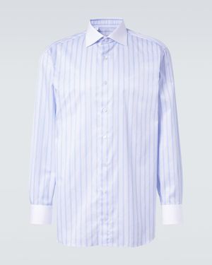 Brioni Striped Cotton Poplin Shirt - Blue
