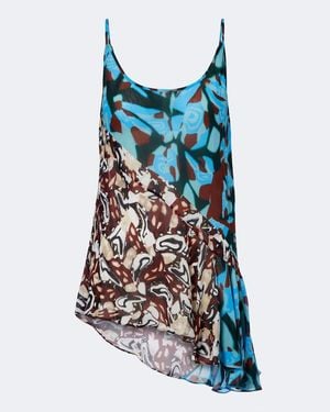 Dries Van Noten Printed Asymmetric Top - Blue
