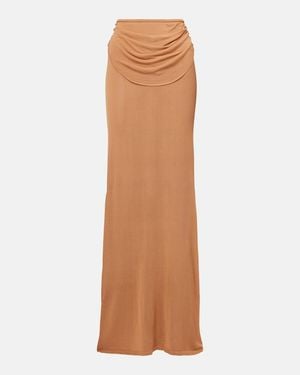 AYA MUSE Draped Semi-Sheer Maxi Skirt - Brown