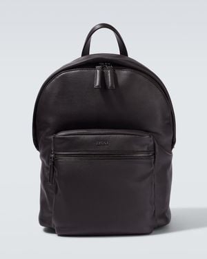 ZEGNA Secondskin Hoodie Leather Backpack - Black