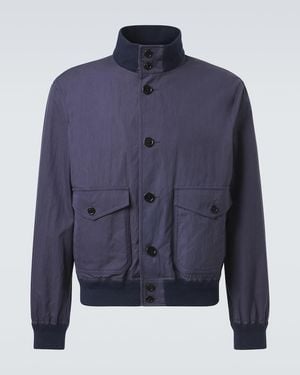 dunhill Cotton-Blend Twill Bomber Jacket - Blue