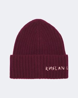Ruslan Baginskiy Logo Ribbed-Knit Cashmere Beanie - Red
