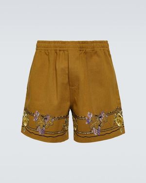 Bode Embroidered Cotton Shorts - Natural