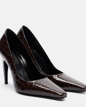 Jude Fame 105 Croc-Embossed Leather Court Shoes - Black