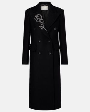 Blumarine Abrigo Cruzado En Mezcla De Lana Adornado - Negro