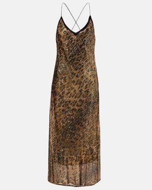 Roberto Cavalli Slipdress Mit Pailletten - Natur
