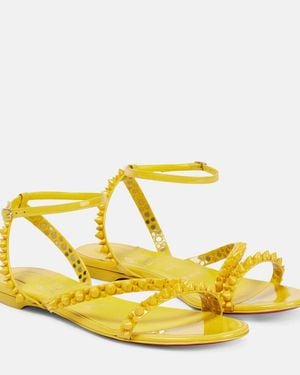 Christian Louboutin Mafaldina Spikes Leather Sandals - Yellow
