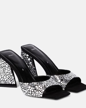 The Attico Mini Devon 85 Embellished Suede Mules - Black