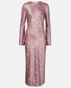 Veronica Beard Gemma Floral Silk-Blend Satin Midi Dress - Pink