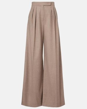 Max Mara Cashmere-Blend Wide-Leg Pants - Brown