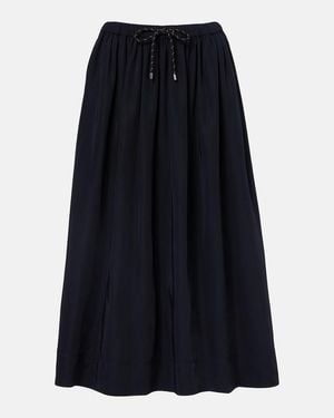 Veronica Beard Bates Gathered Taffeta Midi Skirt - Blue