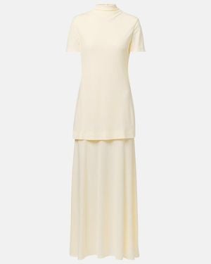 Jil Sander Layered Crepe Maxi Dress - Natural