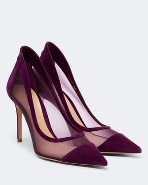 Gianvito Rossi Pumps Aus Mesh Mit Veloursleder - Lila