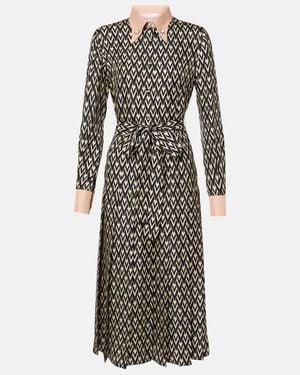 Valentino Toute La V Silk Twill Shirt Dress - Grey