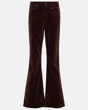 AG Jeans Farrah Velvet Flared Trousers - Brown